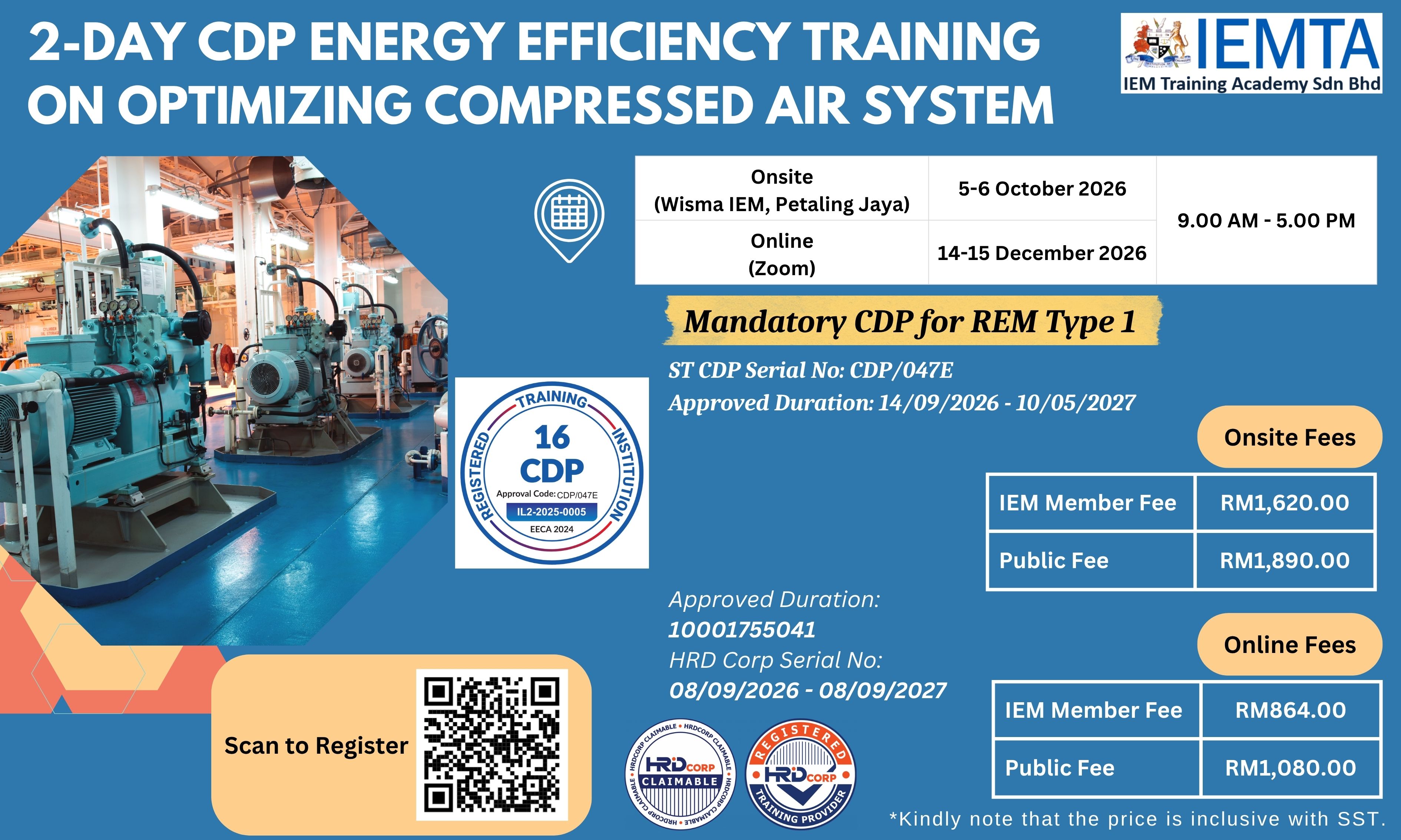 2-Day CDP Energy Efficiency Training On Optimizing Compressed Air System